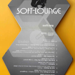 Produktinformation und Trackliste für Soft-Lounge auf einem gefalteten Flyer.