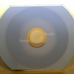 Eine graue Visitenkarten-CD mit abgerundeten Ecken aufweist.