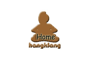 Ein einfaches, stilisiertes Meditationssymbol in Braun mit dem Wort "Home" und dem Namen "hangklang" darunter.